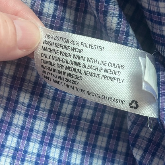 Cat and Jack boys long sleeved plaid purple and white button down size Large EUC - Picture 3 of 4